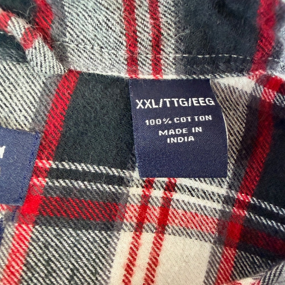 Chaps Performance Mens Button Down Shirt XXL Red Black White Plaid Flannel - Picture 6 of 13